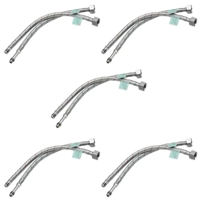 Image of Xcel Home 10x M10 x1/2 Flexible Tap Connectors (300mm) 10 Lengths 5 Pairs of BSP Kitchen/Basin Monobloc Mixer Flexi Pipe Tails Braided Stainless Steel