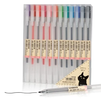 Image of ABEIER Premium 12 Gel Ink Pens, Fine Point Pens Ballpoint Pen 0.5mm for Japanese Office School Stationery Supply,Pack XSG