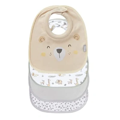 Image of Nuby Snug and Dry Bibs Organic Cotton Machine Washable Padded Neckline 048526999460, One Size, (Pack of 4)