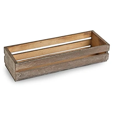 Image of Genware Wooden Food Presentation Crate 34 x 12 7cm Unique Burger Basket Idea