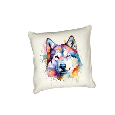 Image of Anonymous Gifting Watercolour dog printed cushion cover perfect for lovers Husky