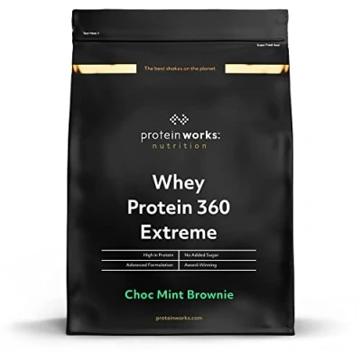 Image of Protein Works Whey 360 Premium Shake Powder Blend No Added Sugar 20 Servings Choc Mint Brownie 600g