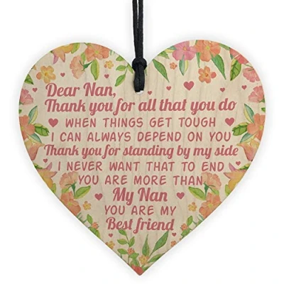 Image of RED OCEAN Wooden Heart Nan Gifts Birthday Gift From Granddaughter Keepsake