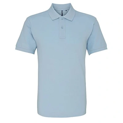 Image of Asquith &amp; Fox Mens Plain Short Sleeve Polo Shirt (Sky) Multicolour Cotton Size Small