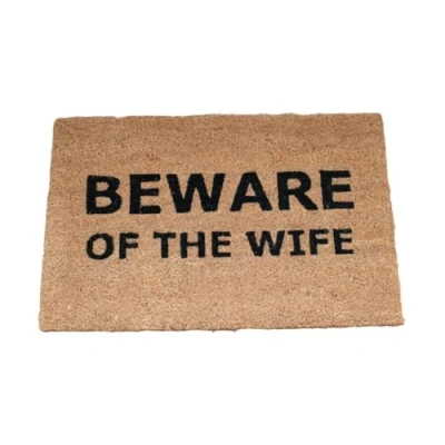 Image of Gifts Direct 2 U Coir Novelty Door Mat Outdoor Indoor Front Entrance Doormat Heavy Duty Nonslip Floor Dirt Trapper House Warming Beware Of The Wife