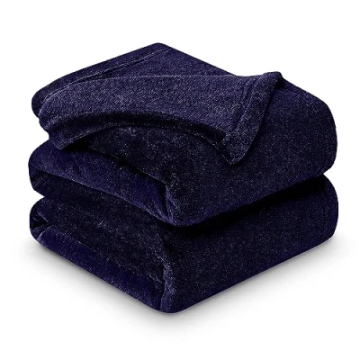 Image of GC GAVENO CAVAILIA Mink Fluffy Blanket, Soft &amp; Cosy Thermal Throw For Sofas, Cuddle Warm Throws Beds, Blue, 150X200 Cm