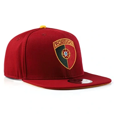 Image of Underground Kulture Portugal Red Adjustable World Cup Euros Flat Peak Snapback Hat Baseball Cap