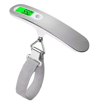 Image of AlfaView Digital Luggage Scale, Portable Electronic Suitcase Scale with Tare Function, Hanging Scales Handheld Weighing 110 lb/ 50 kg Capacity for Travel (Silver)
