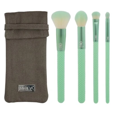 Image of Moda Royal &amp; Langnickel Full Size Renew 5pc Complete Makeup Brush Kit with Pouch Includes, Buffer, Contour, Shader, and Detail Brushes, Mint Green, BMR CK5