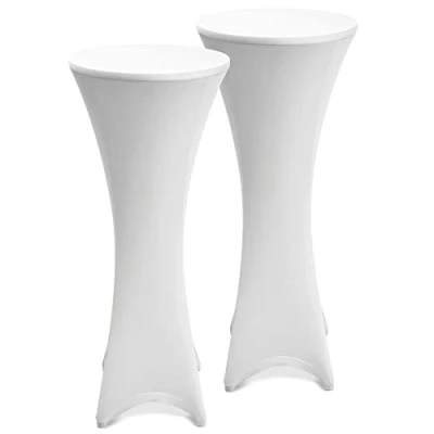 Image of Beautissu 2 Set of Stretch Cover Stella Spandex Poseur Table Cocktail Tablecloth Ø 60 65 cm Event Decoration White