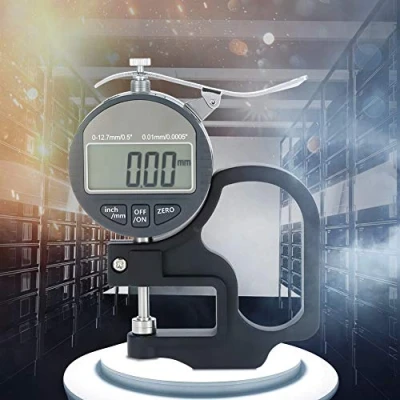 Image of Digital Thickness Gauge, 0 12.7mm Electronic Micrometer Percentage Meter, Gauge for Paper, Leather, Metal Sheet