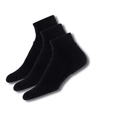 Image of Thorlos Unisex&#039;s Wmx Max Cushion Walking Ankle Socks, Black (3 Pair Pack), Medium (Pack of 3)