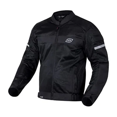 Image of OZONE MOTO Dart Motorcycle Jacket Men Textile Summer Elbow and Shoulder Protectors Level 1 Mesh Ventilation Panels Reflective elements