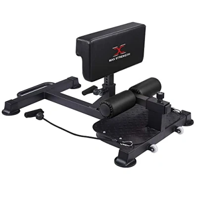 Image of MAXSTRENGTH Sissy Squat Bench Trainer Sit Up Machine Ab Workout Home Gym Adjustable Fitness equipment Extension Heavy Duty CrossFit with Resistance Band Black (Without Band)