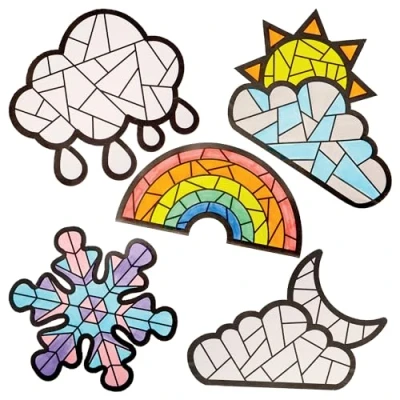 Image of Baker Ross FN003 Weather Colour In Decorations Pack of 20, Colouring Arts and Crafts for Kids
