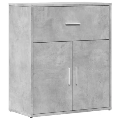 Image of vidaXL Concrete Grey Engineered Wood Sideboard Modern Living Room/Bedroom Cupboard with Ample Storage 60x31x70cm Capacity 59kg