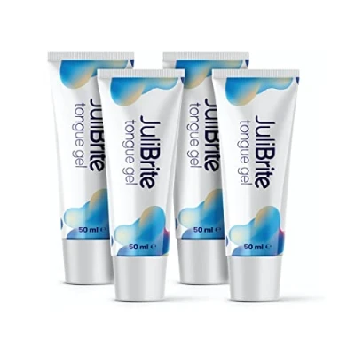 Image of Julibrite Tongue Gel (50ml) Cleaner Fights Bad Breath (halitosis) White with Zinc &amp; CPC Fresh (Pack of 4)
