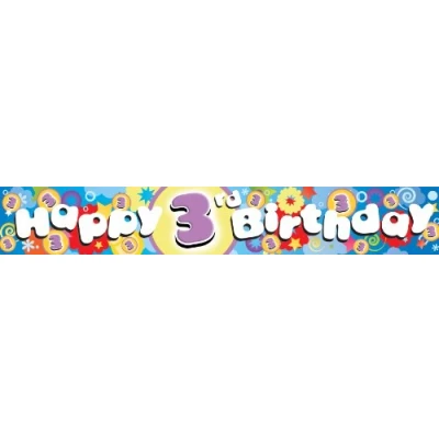 Image of Amscan 2.7 m Holog Happy 3rd Birthday Banner Party Accessory