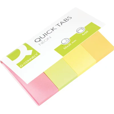 Image of Q Connect Quick Tabs 20 x 50mm Neon (Pack of 200) Ref KF01226