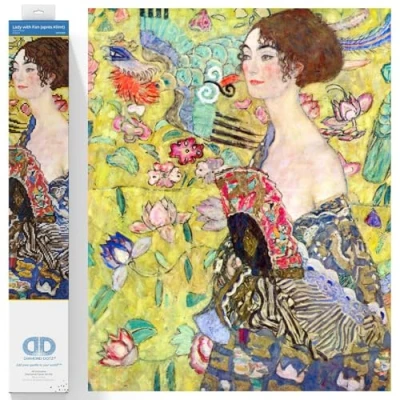 Image of DIAMOND DOTZ Painting Kit, Advanced, DD13, Lady with Fan (après Klimt), 67 x 67cm