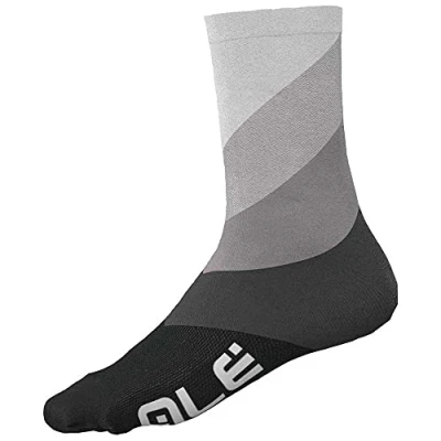 Image of Alé Cycling Unisex Diagonal Digitopre Q Skin 16cm Socks, Grey, Small (EU 36 39)