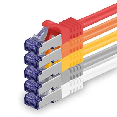 Image of 1aTTack.de Cat.7 Lan Ethernet cable 0,5m 5 Colors Set 01 Cat7 Network 10GBASE T 10000 Mbps SFTP PIMF patchcable RJ45 plug