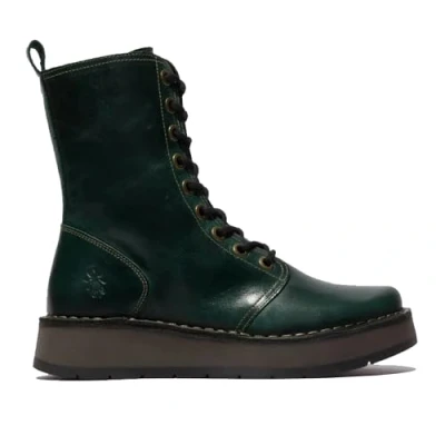 Image of Fly London Womens Green RAMI043 Casual Leather Lace up Ankle Dress Boots Dark Size UK 6