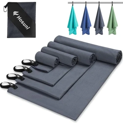 Image of Hosuni Microfibre Towel (70x140cm Gym Towel+100x200cm Travel Towel), Compact Quick Dry Microfiber Towel, Swimming Suitable for Fitness, Beach, Gym, Camping (L+XXL)