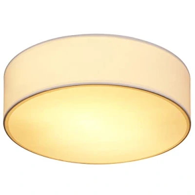 Image of Monzana® 38cm Round Fabric Ceiling Light Modern Material Circular Lamp Shade 2xE27 40 Watt Socket Bedroom Lounge Childrens Room Office White