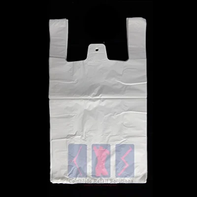 Image of 100x White Plastic Vest Carrier Bags for Supermarkets Stalls Takeaway Shopping Bag (11&quot; x 17&quot; 21&quot;)