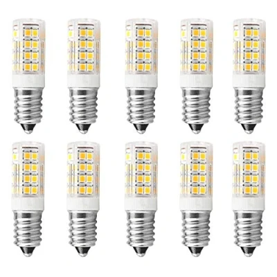 Image of E14 LED Bulb 5W Equivalent to 50W Incandescent, Light Warm White 3000k Fridge Bulbs, AC 220V 240V, Non Dimmable, 400lm, Small Edison Screw(SES) for Cooker Hood/Chandeliers, 10 Pack