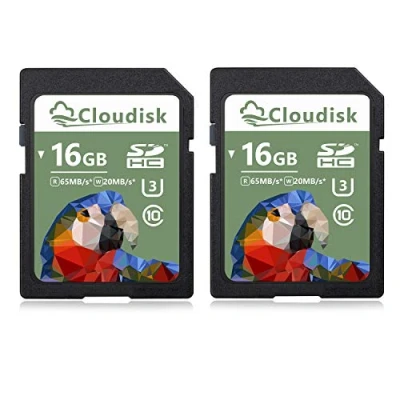 Image of Cloudisk Pack of 2 16GB SD Card UHS I U3 Class 10 SDHC Memory High Speed Full HD (16GB)