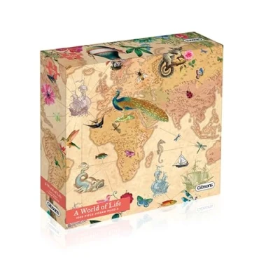 Image of A World of Life 1000 Piece Jigsaw Puzzle Map Sustainable for Adults Premium 100% Recycled Board Great Gift Gibsons Games