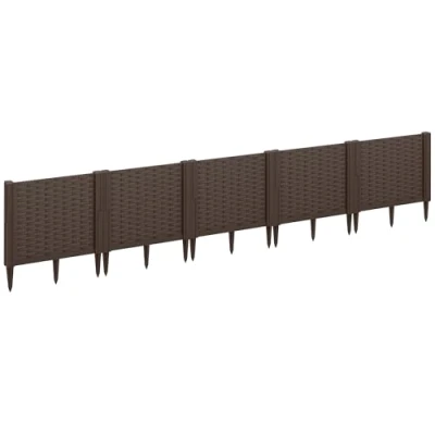 Image of Outsunny Plastic Raised Garden Bed, Modular Planter Box Kit, Fence Edging Border for Flowers, Vegetables, Herbs, Brown