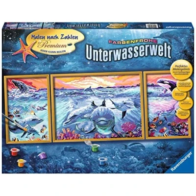 Image of Ravensburger 28954 7 &quot;Colorful Underwater World Paint by Numbers Kit