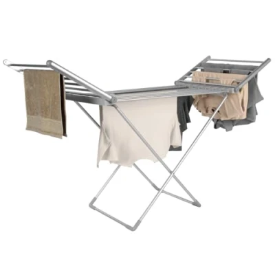 Image of PMB Electric Heated Aluminium Clothes Airer Indoor Drying Rack 18 Rails Winged Foldable Energry Efficient 230W