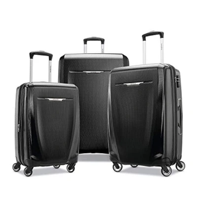 Image of Samsonite Winfield 3 DLX Hardside Expandable Luggage with Spinners, Black, Piece Set (20/25/28), Spinners