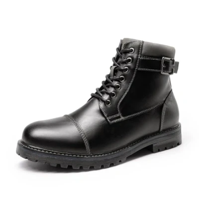 Image of Bruno Marc Men&#039;s Motorcycle Combat Oxford Boot Fur Lining Warm Zipper Boots,Size 11,Black,ENGLE 05