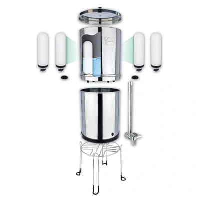 Image of NEWTON Premium Gravity Water Filter System with Heavy Metal &amp; Fluoride Removal 8.5L Capacity Complete 4x Candles, Stainless Steel Stand Sight Glass Tap