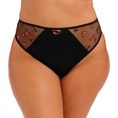 Image of Elomi Women&#039;s Sachi Thong Panties, Black Butterfly, XL Plus