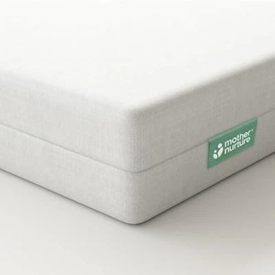Image of Mother Nurture Eco Fibre Cot Bed Mattress (120 x 60cm 10cm) Breathable Baby for Comfy Night’s Sleep, Reversible &amp; Hypoallergenic with Removable Cover Easy Clean, BSI Tested