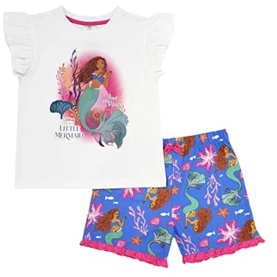 Image of Disney Girls Little Mermaid Short Pyjamas Ariel Nightwear (Little Shorty, 7 8 Years)
