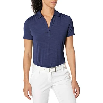 Image of Callaway Women&#039;s Golf Short Sleeve Tonal Stripe Polo Shirt, Peacoat, Medium