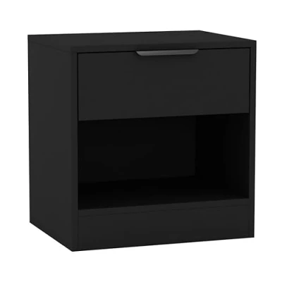 Image of URBNLIVING 1 Drawer Bedside Table Nightstand Shelf File Cabinet Storage for Bedroom Wooden Furniture Modern Sofa Side End Compact Unit Living Room, H46.5cm x W45cm D35cm