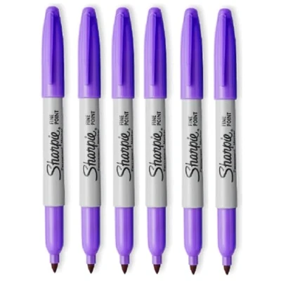 Image of Sharpie Fine Point Permanent Marker Pen Ultra Violet 6 Pack