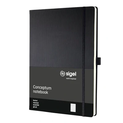 Image of SIGEL CO111 Premium Notebook squaRed, A4, hardcover, Black Conceptum