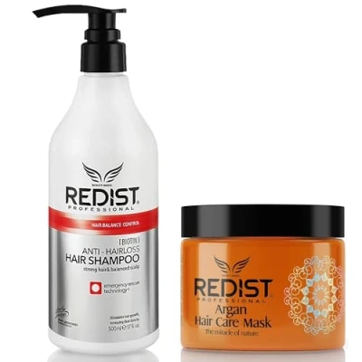 Image of Redist Hair Care Shampoo Against Loss 500ml &amp; Argan Mask Prevents Breakage and Damage Moisturises The Scalp Effective Dandruff