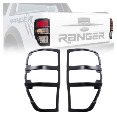 Image of JHCHAN Taillight Cover Rear Tail Light Guard Protector for Ford Ranger 2012 2022 Wildtrak Limited XL XLT Stormtrak External Accessories Matte Black ABS