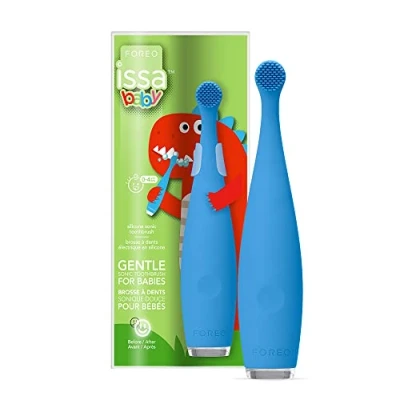Image of Foreo ISSA Baby Gentle Sonic Toothbrush for Babies Aged 0 to 4 Bubble Blue Dino