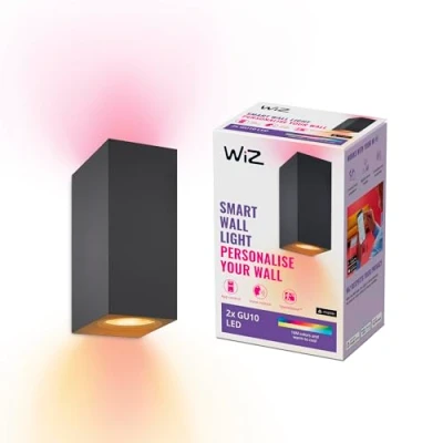 Image of WiZ Colour Imageo Smart Connected WiFi Ceiling Light Spots 2 Pack [Black]. App Control for Indoor Home Lighting, Livingroom and Bedroom